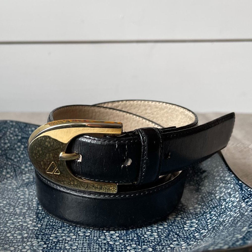Liz Claiborne Black Genuine Bonded Leather Belt Size Large
